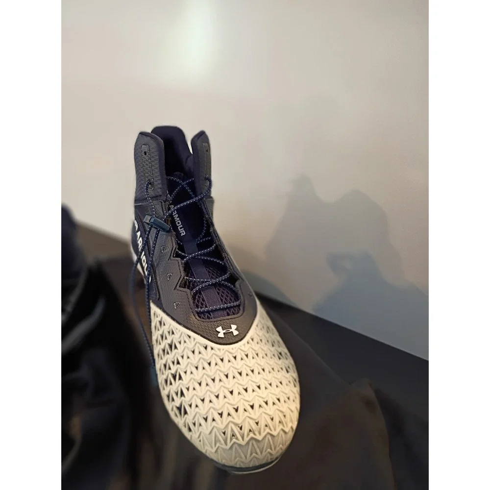 Under Armour Banshee Mid MC‎ Lacrosse Cleats Navy White Mens Size 15 3021193-402